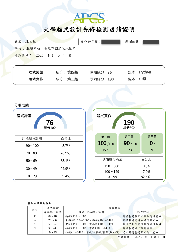 APCS 大學程式設計先修檢測